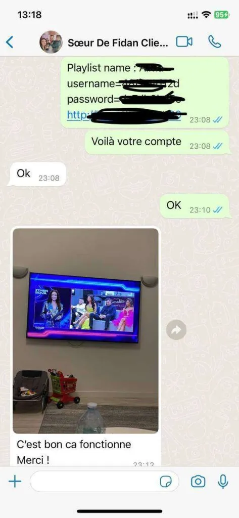 WhatsApp customer recommendation screenshot for bexy iptv